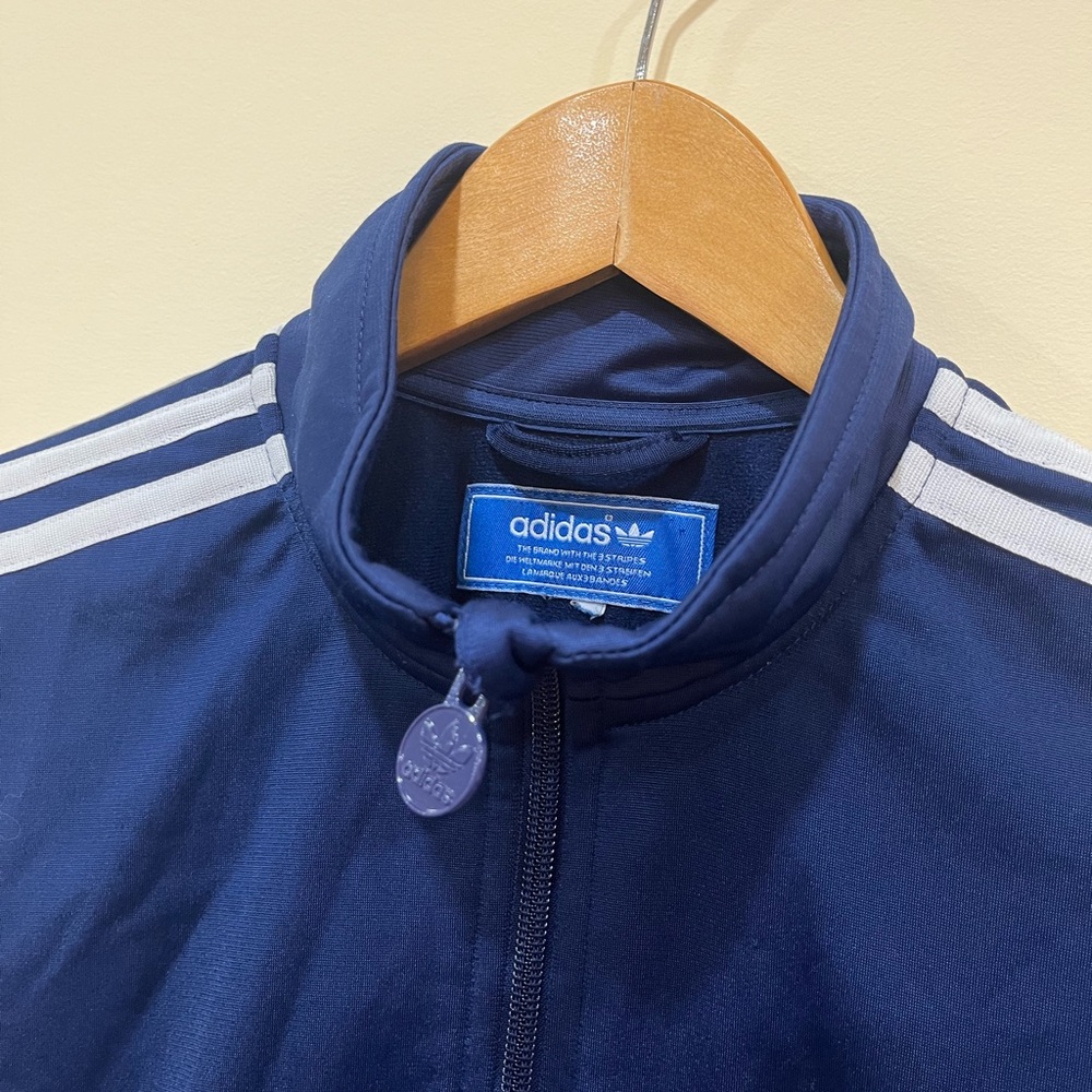 Adidas Dark Blue Jacket with White Stripes